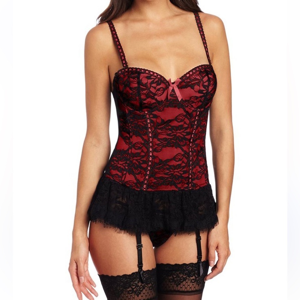 Elegant Red and Black Lace Bustier gothic Halloween plus size